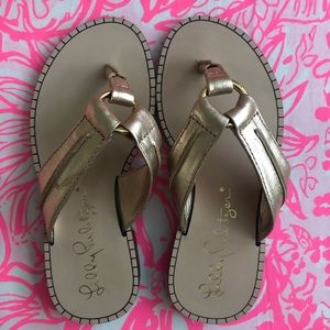 Lilly Pulitzer Mini McKim Gold Sandals Toddler 8C